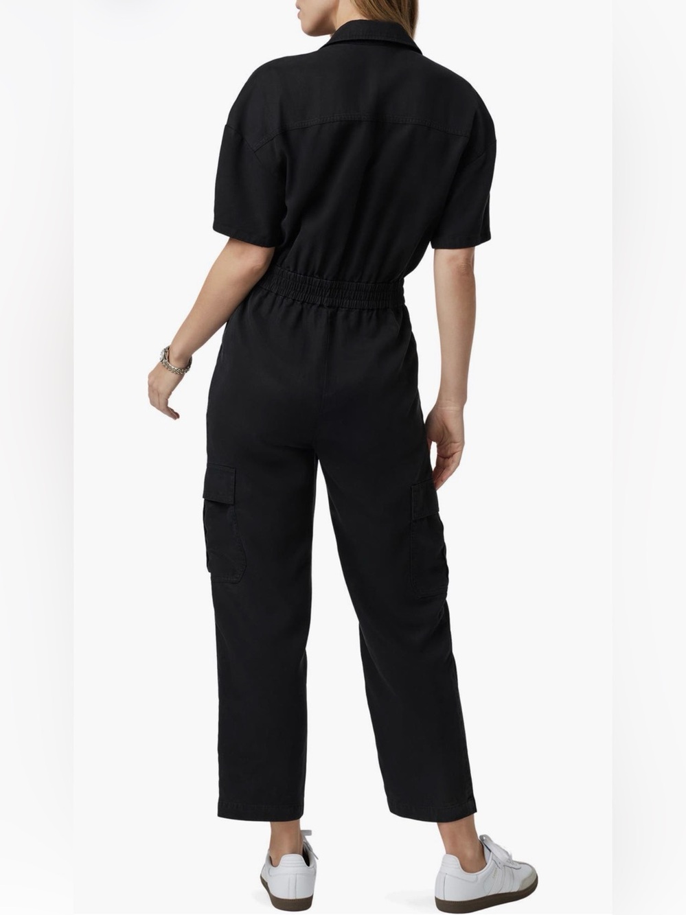Vuori Coastline Black Lyocell Front Zip Utility Jumpsuit Medium Cargo 25” Inseam - Picture 5 of 5